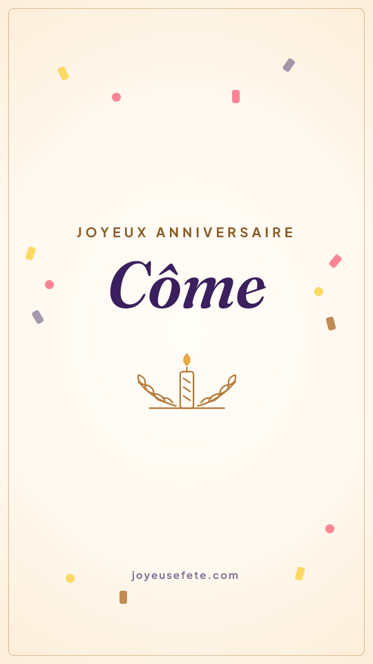 Image « Joyeux anniversaire Côme » au format story
