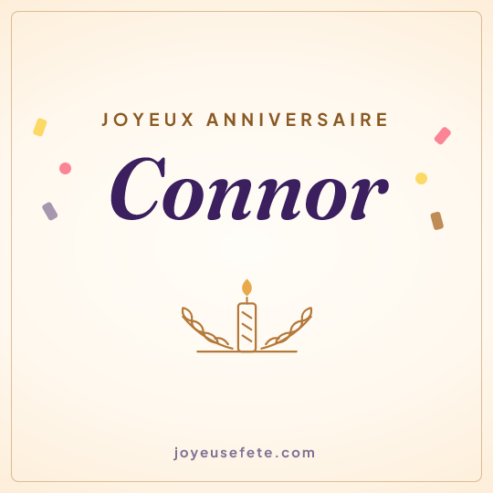 Image carrée « Joyeux anniversaire Connor » pour WhatsApp