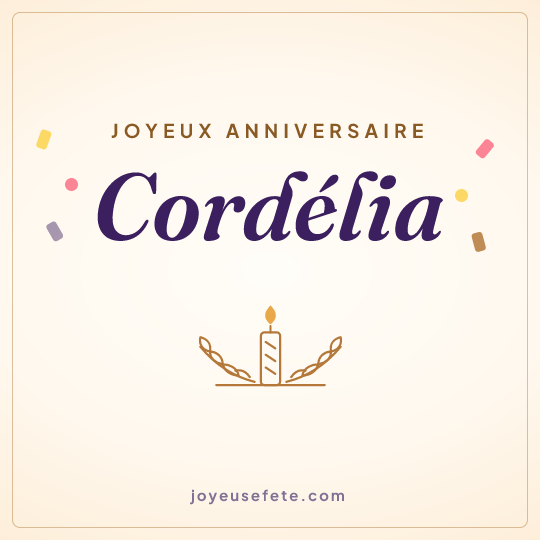Image carrée « Joyeux anniversaire Cordélia » pour WhatsApp