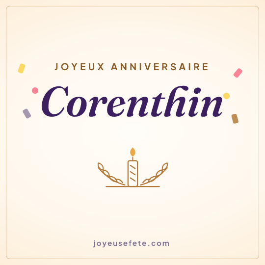 Image carrée « Joyeux anniversaire Corenthin » pour WhatsApp