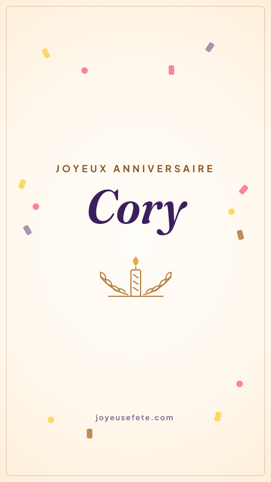 Image « Joyeux anniversaire Cory » au format story
