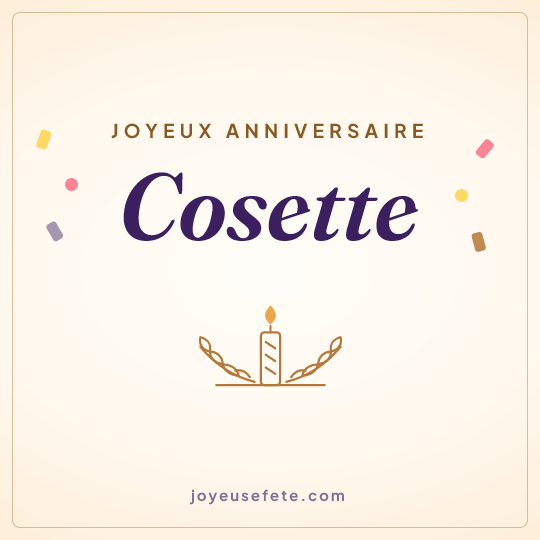 Image carrée « Joyeux anniversaire Cosette » pour WhatsApp