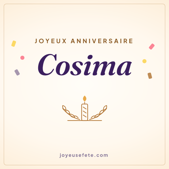Image carrée « Joyeux anniversaire Cosima » pour WhatsApp