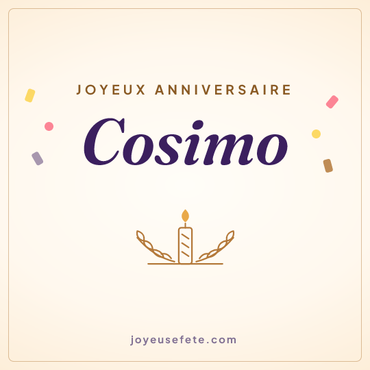 Image carrée « Joyeux anniversaire Cosimo » pour WhatsApp