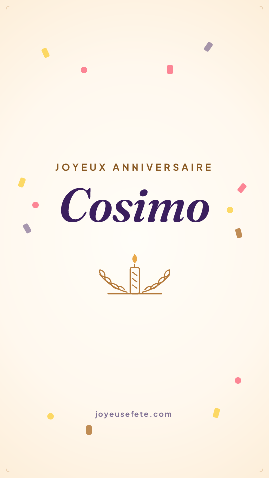 Image « Joyeux anniversaire Cosimo » au format story
