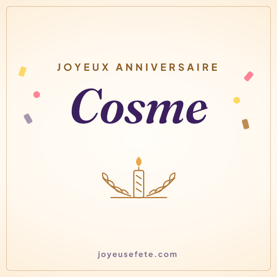 Image carrée « Joyeux anniversaire Cosme » pour WhatsApp