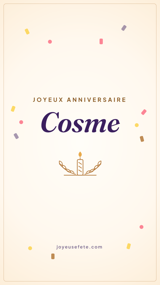 Image « Joyeux anniversaire Cosme » au format story