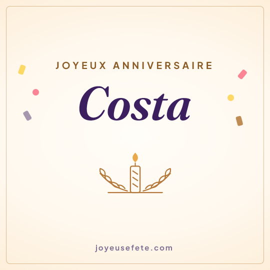 Image carrée « Joyeux anniversaire Costa » pour WhatsApp