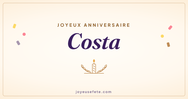 Image « Joyeux anniversaire Costa » au format large