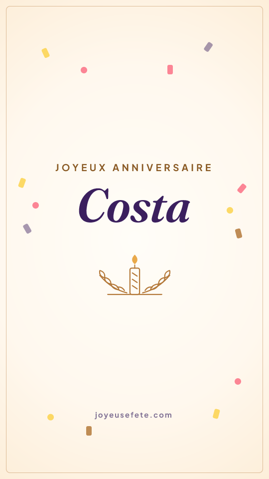 Image « Joyeux anniversaire Costa » au format story