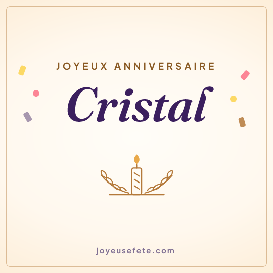 Image carrée « Joyeux anniversaire Cristal » pour WhatsApp