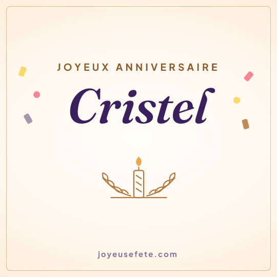 Image carrée « Joyeux anniversaire Cristel » pour WhatsApp