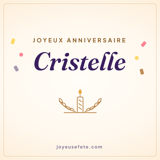 Image carrée « Joyeux anniversaire Cristelle » pour WhatsApp