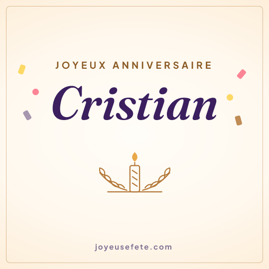 Image carrée « Joyeux anniversaire Cristian » pour WhatsApp