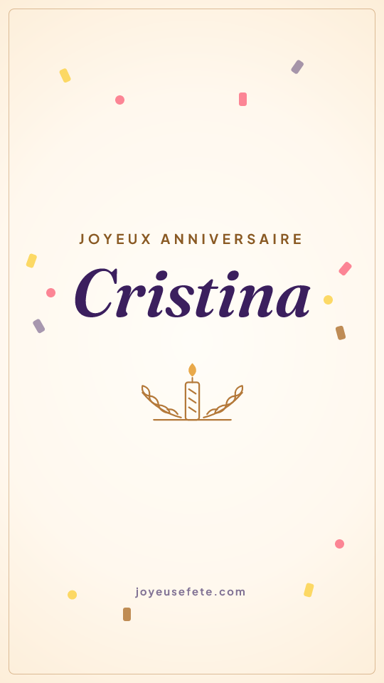Image « Joyeux anniversaire Cristina » au format story