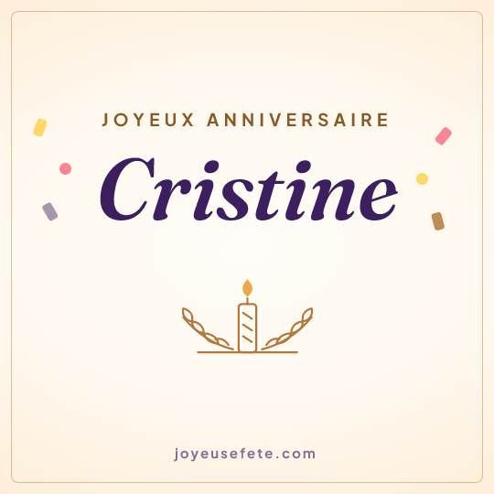 Image carrée « Joyeux anniversaire Cristine » pour WhatsApp