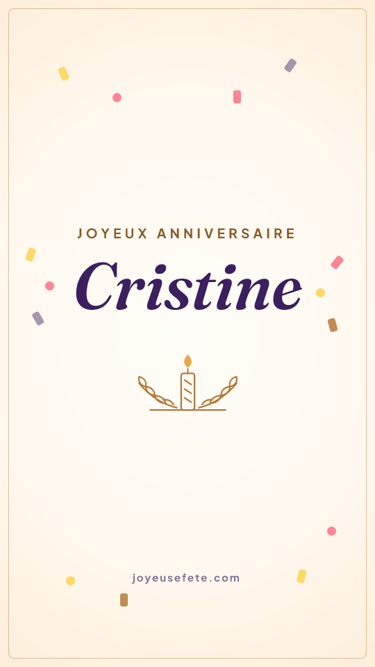 Image « Joyeux anniversaire Cristine » au format story