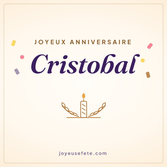 Image carrée « Joyeux anniversaire Cristobal » pour WhatsApp