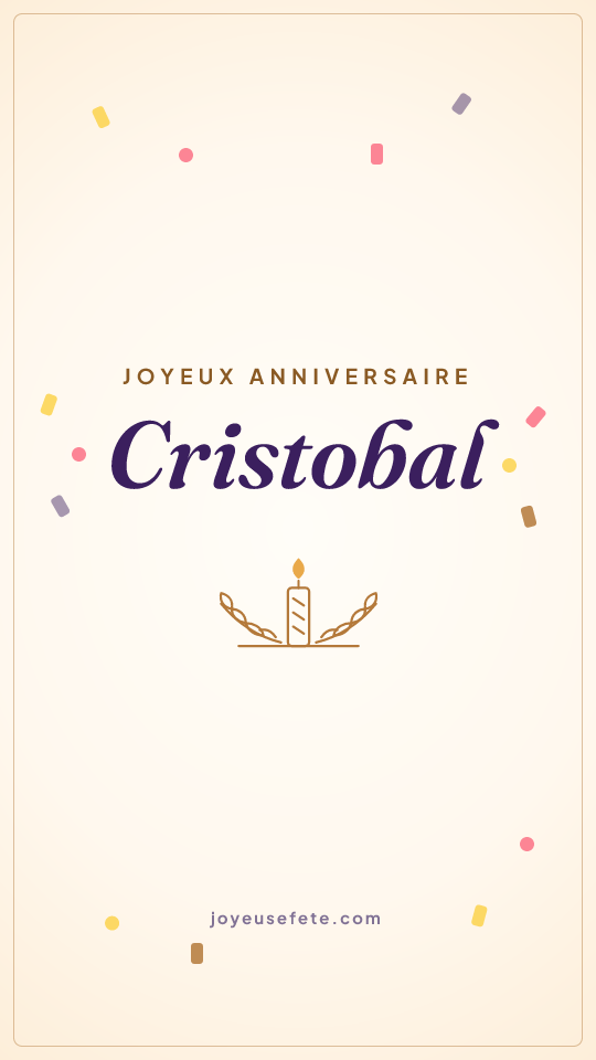 Image « Joyeux anniversaire Cristobal » au format story