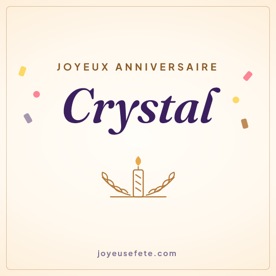 Image carrée « Joyeux anniversaire Crystal » pour WhatsApp