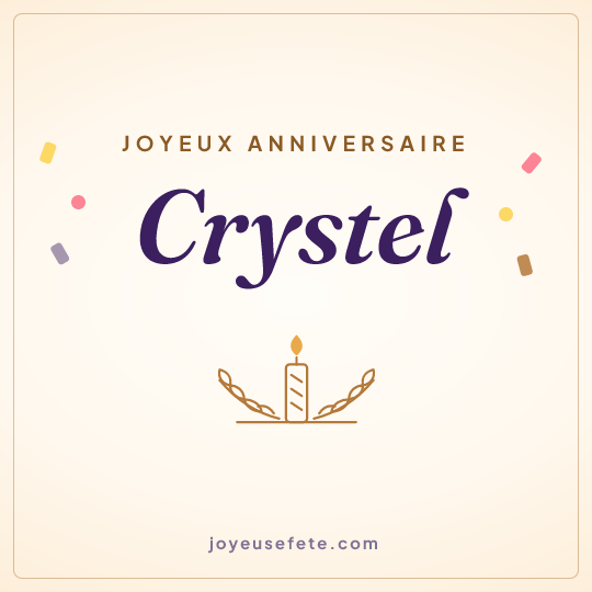 Image carrée « Joyeux anniversaire Crystel » pour WhatsApp