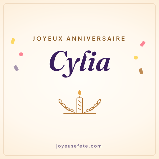 Image carrée « Joyeux anniversaire Cylia » pour WhatsApp