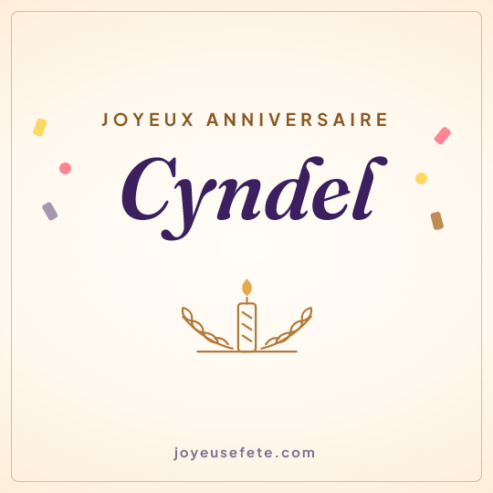 Image carrée « Joyeux anniversaire Cyndel » pour WhatsApp