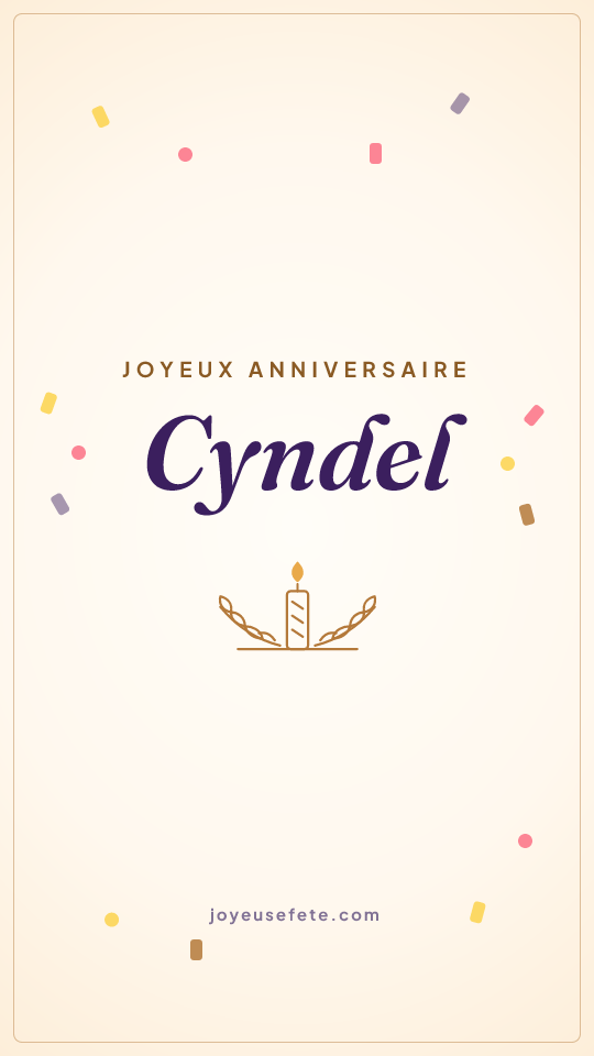 Image « Joyeux anniversaire Cyndel » au format story
