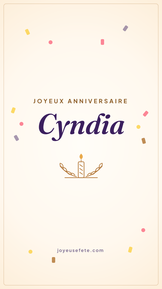 Image « Joyeux anniversaire Cyndia » au format story