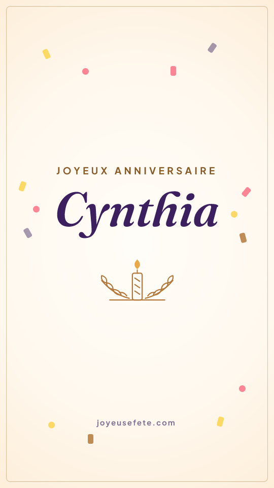 Image « Joyeux anniversaire Cynthia » au format story