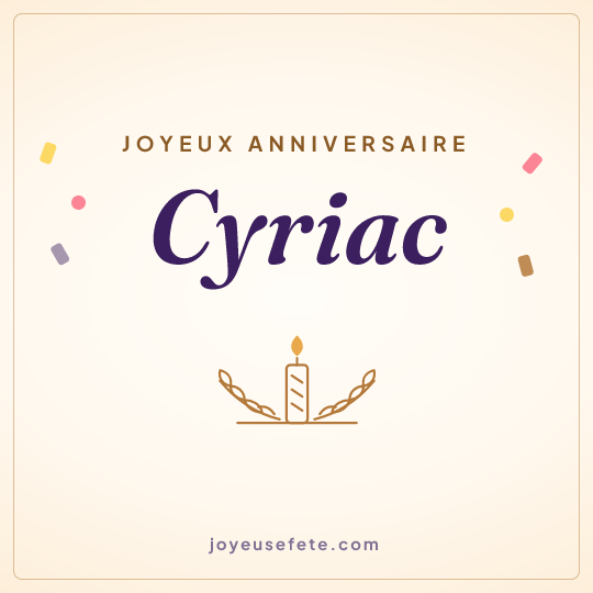Image carrée « Joyeux anniversaire Cyriac » pour WhatsApp