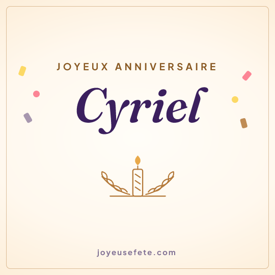 Image carrée « Joyeux anniversaire Cyriel » pour WhatsApp