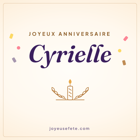 Image carrée « Joyeux anniversaire Cyrielle » pour WhatsApp