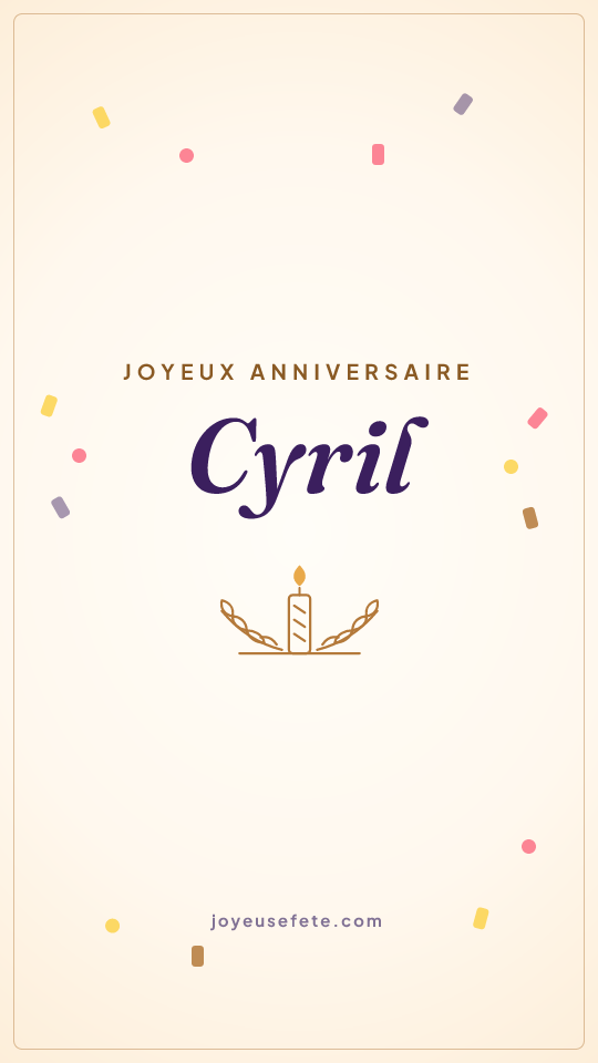 Image « Joyeux anniversaire Cyril » au format story