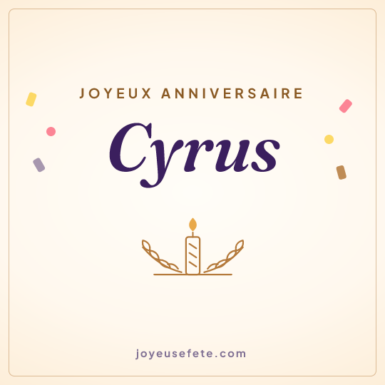 Image carrée « Joyeux anniversaire Cyrus » pour WhatsApp