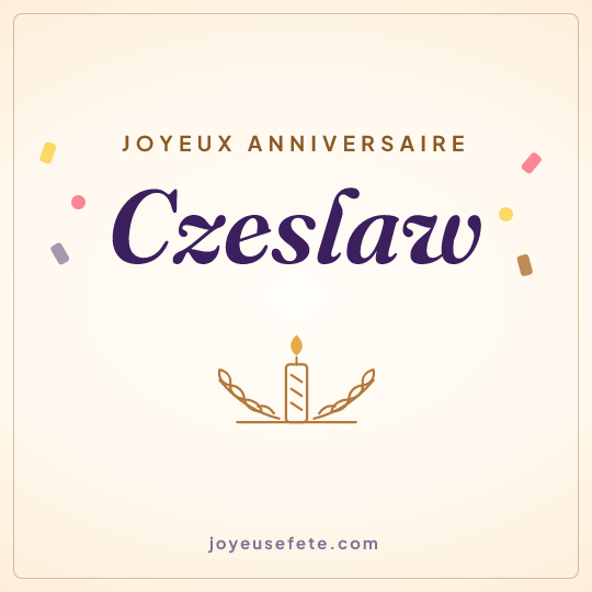 Image carrée « Joyeux anniversaire Czeslaw » pour WhatsApp