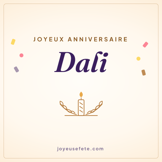 Image carrée « Joyeux anniversaire Dali » pour WhatsApp