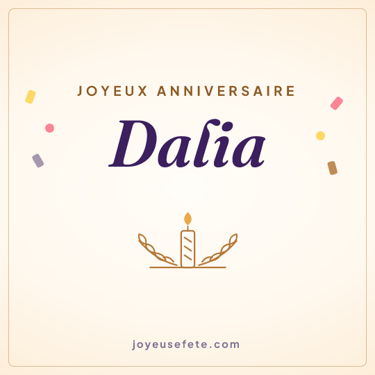 Image carrée « Joyeux anniversaire Dalia » pour WhatsApp
