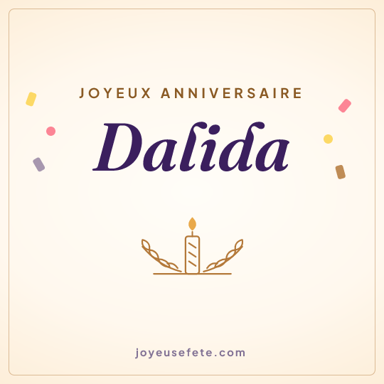 Image carrée « Joyeux anniversaire Dalida » pour WhatsApp