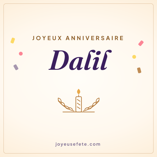 Image carrée « Joyeux anniversaire Dalil » pour WhatsApp