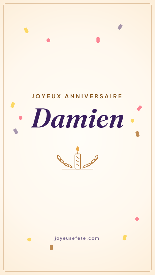Image « Joyeux anniversaire Damien » au format story