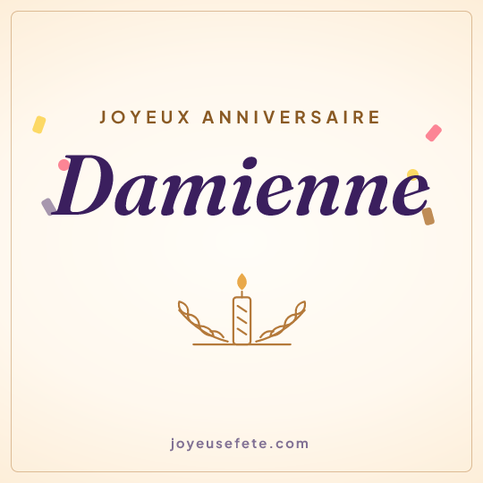 Image carrée « Joyeux anniversaire Damienne » pour WhatsApp