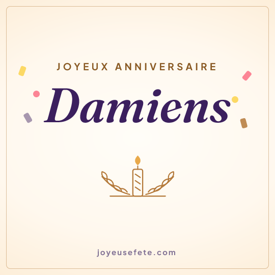 Image carrée « Joyeux anniversaire Damiens » pour WhatsApp