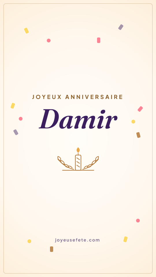 Image « Joyeux anniversaire Damir » au format story