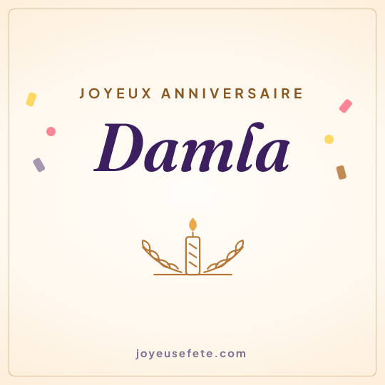Image carrée « Joyeux anniversaire Damla » pour WhatsApp