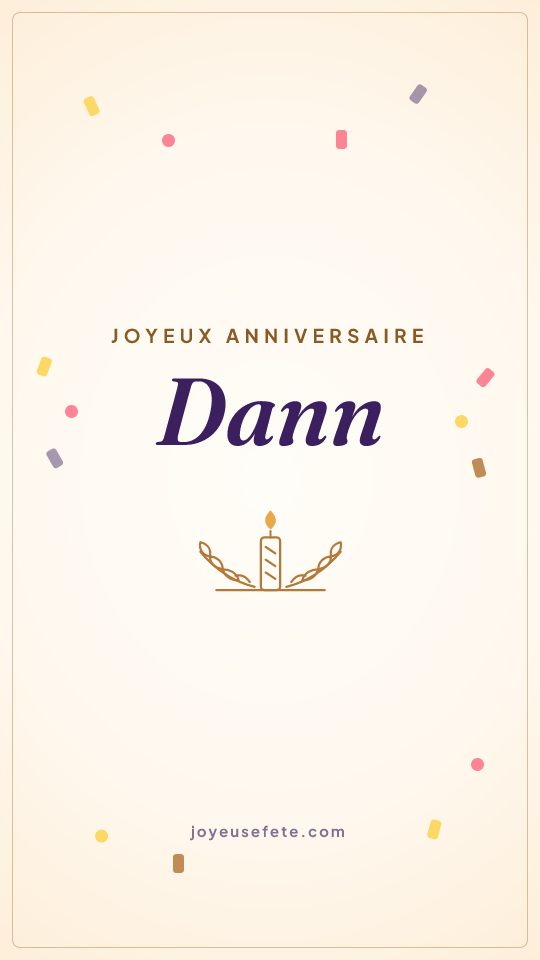 Image « Joyeux anniversaire Dann » au format story