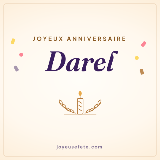 Image carrée « Joyeux anniversaire Darel » pour WhatsApp