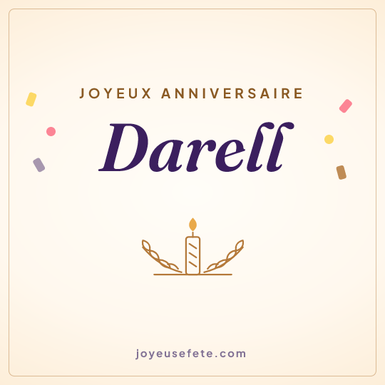 Image carrée « Joyeux anniversaire Darell » pour WhatsApp