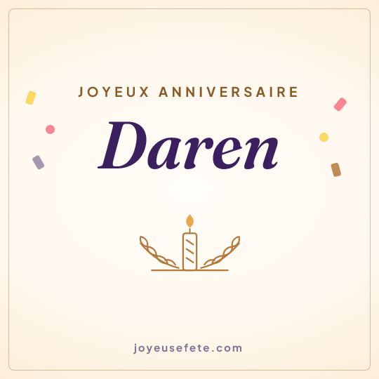 Image carrée « Joyeux anniversaire Daren » pour WhatsApp