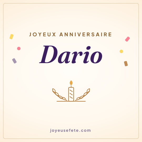 Image carrée « Joyeux anniversaire Dario » pour WhatsApp